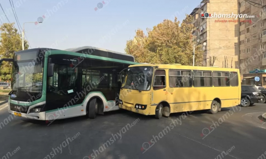 Բաբաջանյան փողոցում բախվել են «MAN» և «ISUZU» ավտոբուսները