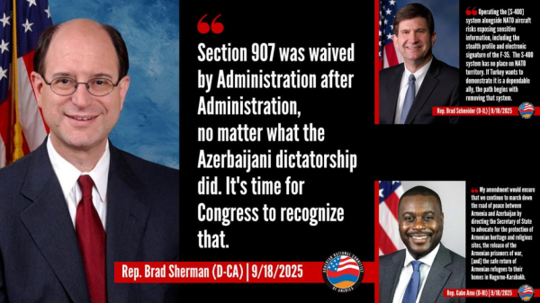 ԱՄՆ Ներկայացուցիչների պալատի արտաքին հարաբերությունների հանձնաժողովը կոչ է անում ազատ արձակել Բաքվում պահվող հայերին և ապահովել Արցախից տեղահանվածների վերադարձը