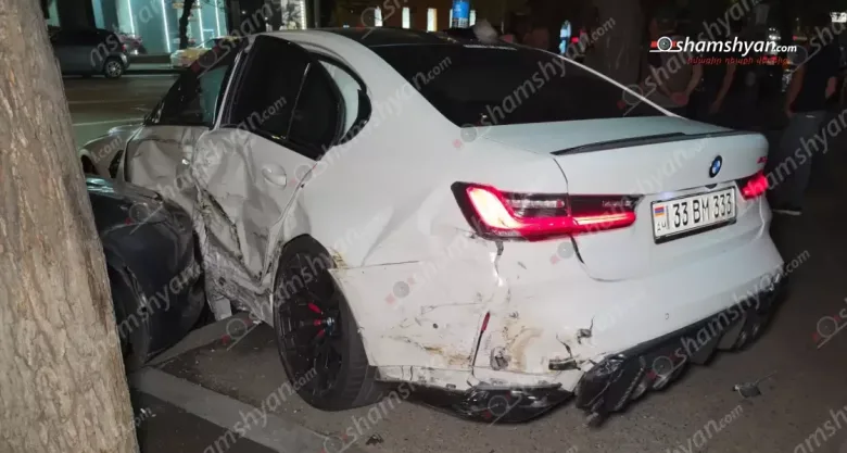 Խոշոր վթար Երևանում․ 21-ամյա վարորդի «BMW»-ն բախվել է երկու մեքենայի ու հայտնվել մայթին